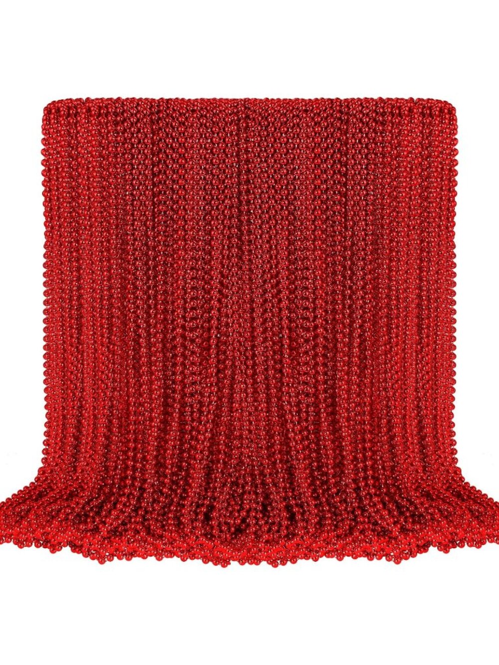 100PCS Red Mardi Gras Bead Necklaces 33" Metallic Party Favor Costume Beads